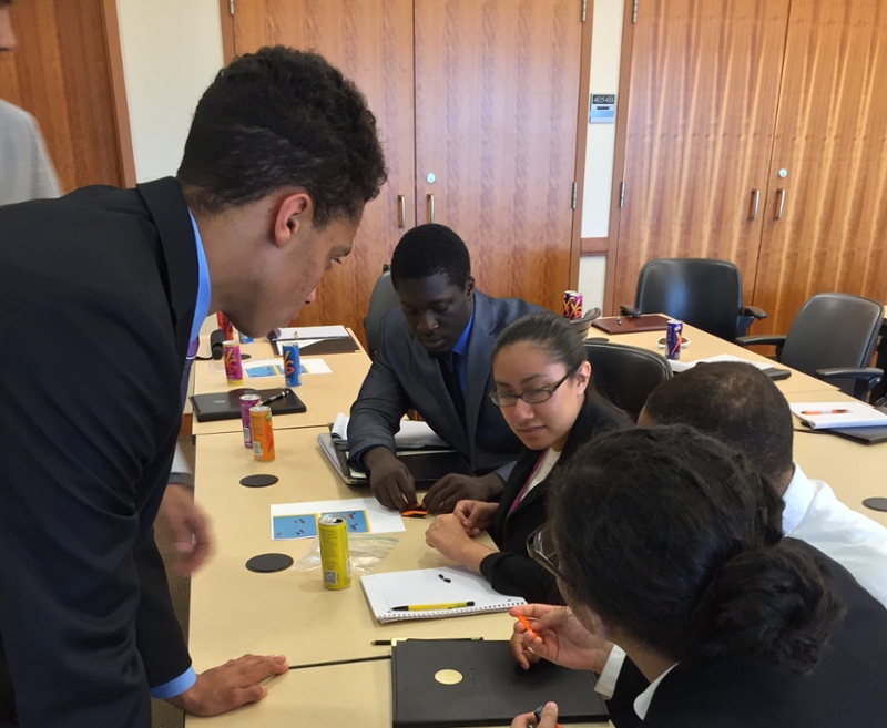 Students discussing project