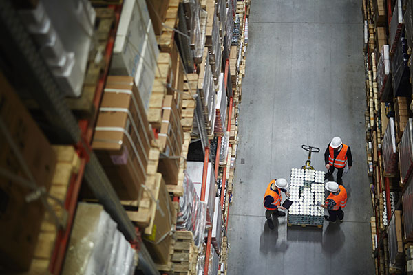team working in warehouse