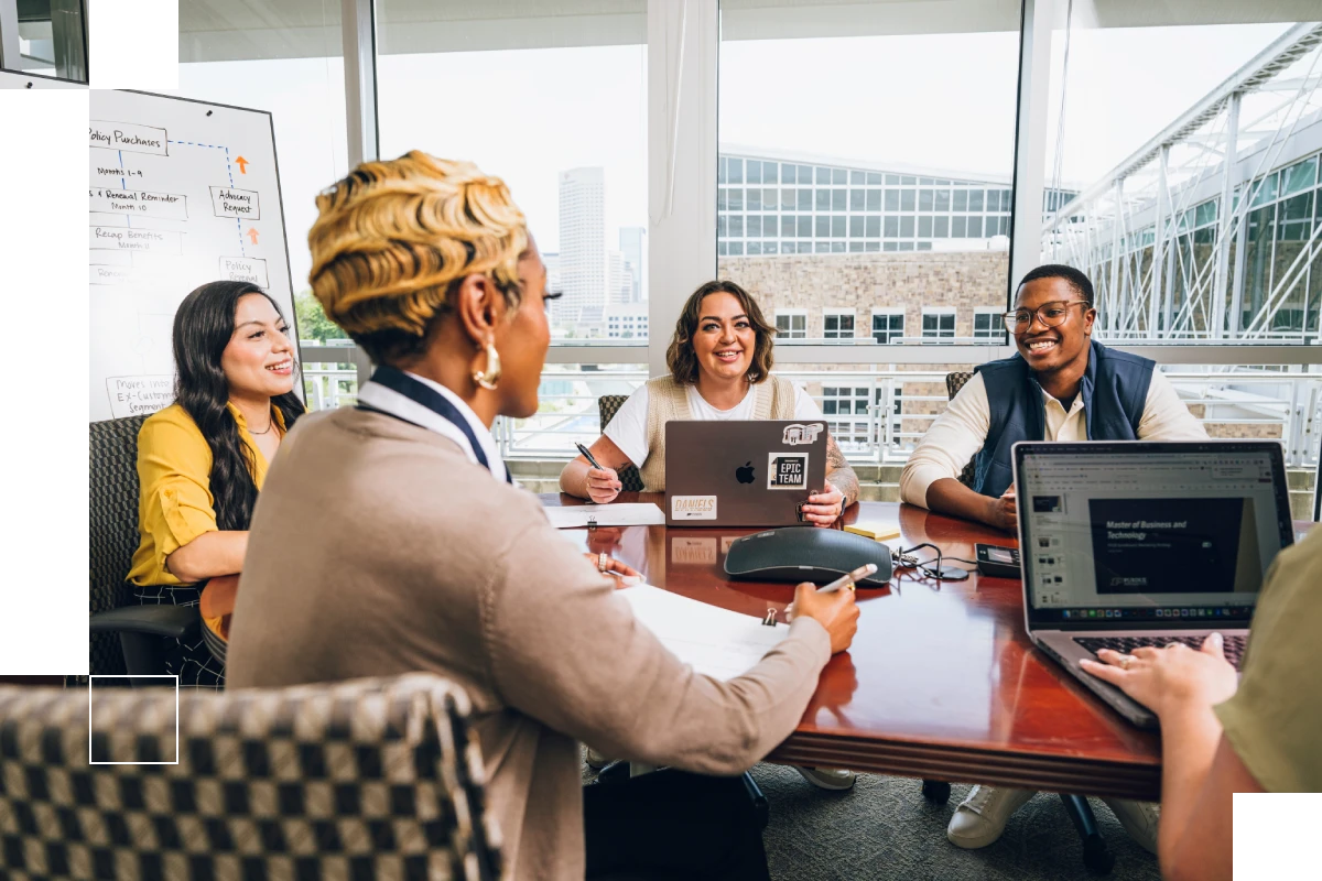 Group of people collaborating in office