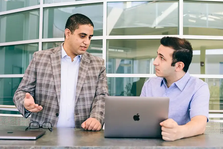 Two students having a conversation